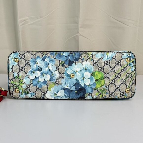 Gucci GG Logo Supreme Flower Shoulder Bag with Red Handles & Floral Design - Picture 5 of 12